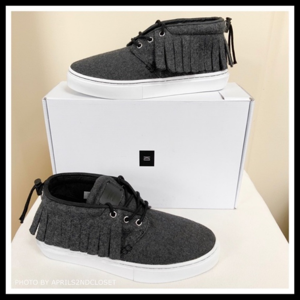 MID LOW TOP SNEAKERS FLATFORM BOHO FRINGE GREY FLATS STREETWEAR SHOES A2C - Picture 4 of 8